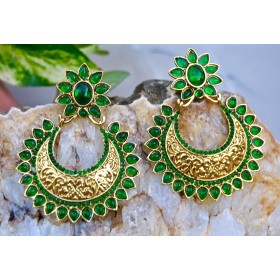 Kemp Chand Bali Earrings in Green